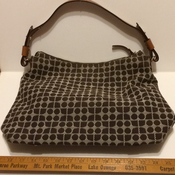 Kate Spade Shoulder Bag Brown Red Fabric Ribbon - Picture 4 of 8